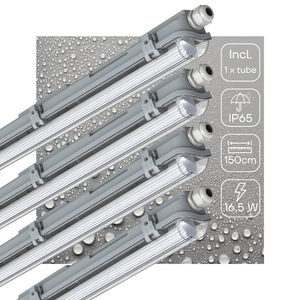 LED TL Fixture 3060 Lumen - 16.5W - Cool White 4000K - 150cm - IP65 - IK08 - D-Marking - Pack of 4