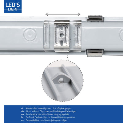 Feuchtigkeitsbeständige LED-Leuchte, 1110 Lumen, 6 W, Kaltweiß (4000 K), Schutzart IP65, IK08, 60 cm, 4 Stück
