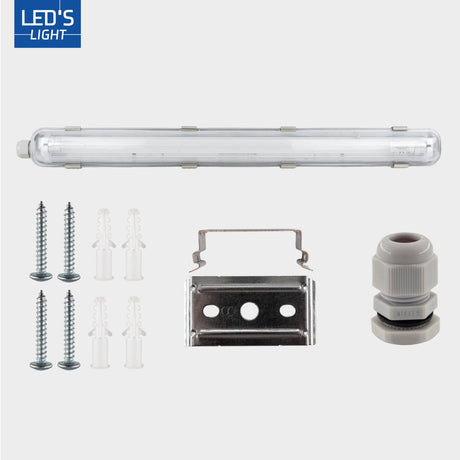 Feuchtigkeitsbeständige LED-Leuchte, 1110 Lumen, 6 W, Kaltweiß (4000 K), Schutzart IP65, IK08, 60 cm, 4 Stück