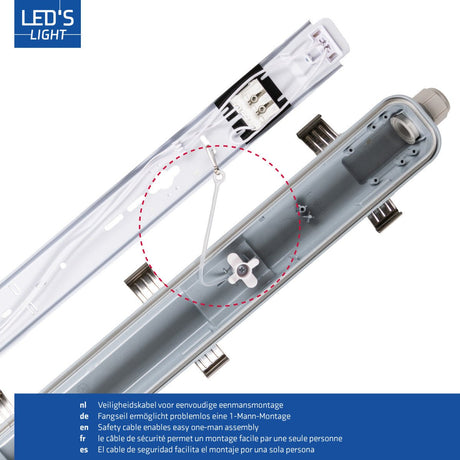 Feuchtigkeitsbeständige LED-Leuchte, 1110 Lumen, 6 W, Kaltweiß (4000 K), Schutzart IP65, IK08, 60 cm, 4 Stück
