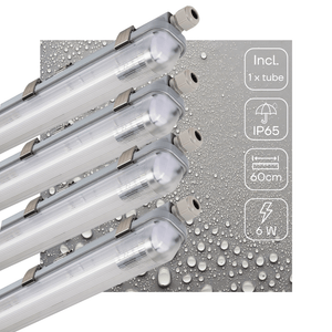 LED Vochtbestendig armatuur 1110 lumen - 6W - Koelwit 4000K - IP65 - IK08 - 60cm - 4 stuks