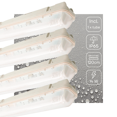 LED-Leuchte TL, 2100 Lumen, 14 W, Kaltweiß, Bewegungsmelder, IP65 wasserdicht, 120 cm, 4er-Pack