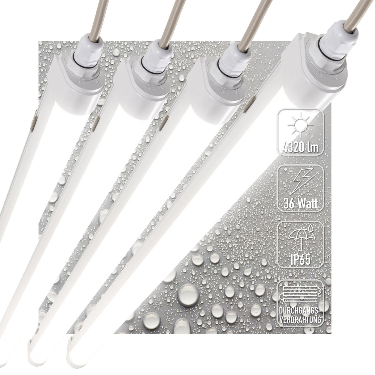 4 PACK - LED's Light LED TL lamp compleet 120 cm - Koppelbaar tot 10 lampen - Waterdicht - IP65