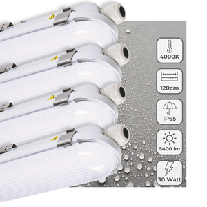 LED Moisture-resistant luminaire 5400 Lumen - 30W - 4000K Cool white - IP65 - IK08 - 120cm - 4 pieces