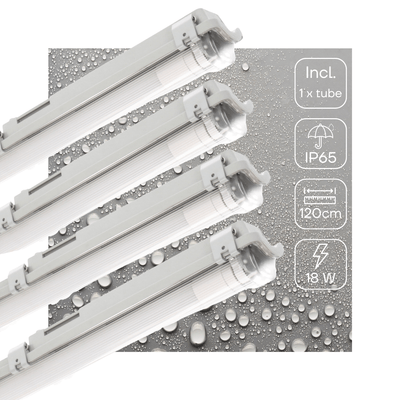 Oprawa świetlówkowa LED 1890 lumenów – 18W – chłodna biel – 120 cm – IP65 – wodoodporna – pyłoszczelna – 4 sztuki