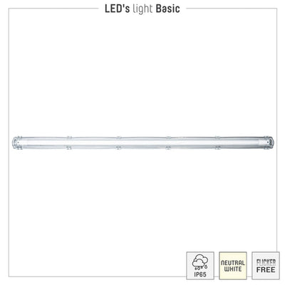 Oprawa świetlówkowa LED 1890 lumenów – 18W – chłodna biel – 120 cm – IP65 – wodoodporna – pyłoszczelna – 4 sztuki
