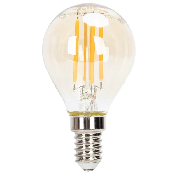 Kogellamp E14 dimbaar flame warmwit | G45 LED 4W~400Lm=38W halogeen verlichting | amber glas - 2200K