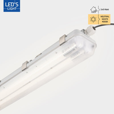 LED Moisture-resistant luminaire 4260 lumens - 23W - Cool white 4000K - IP65 - Double - 120cm - 6 pieces