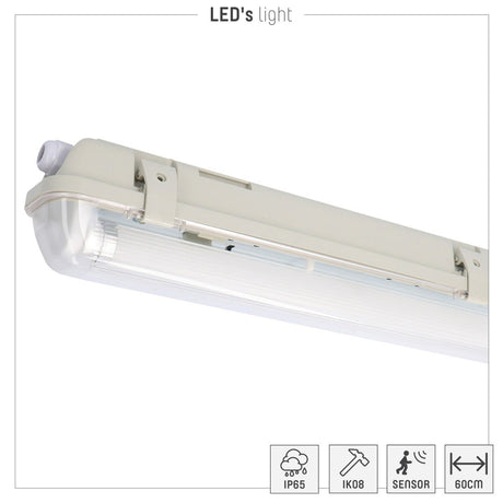 LED-Leuchte TL, 2100 Lumen, 14 W, Kaltweiß, Bewegungsmelder, IP65 wasserdicht, 120 cm, 2er-Pack