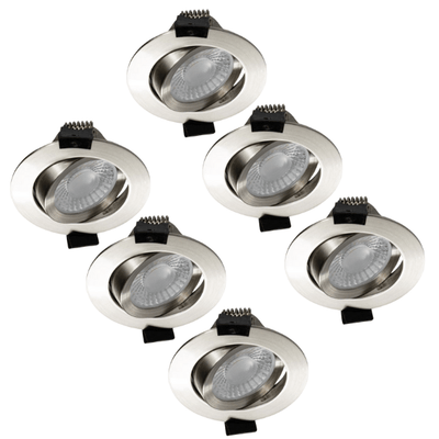6er PACK - LEDs Light PRO Downlight Einbaustrahler Ø 68mm - Schwenkbar - Spritzwassergeschützt - Dim to Warm - Edelstahl 