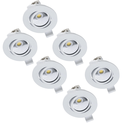 6er-Pack – LED's Light PRO Einbaustrahler 68 mm – Innen & Außen – 3 Lichtfarben – Dimmbares Licht – Weiß