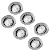 6 PACK - LED's Light Pro LED Inbouwspot Nikkel - DimToWarm - Ø 68mm - Kantelbaar - Warm wit licht - CRI95