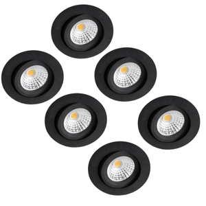 6er-Pack – LEDs Light Pro LED-Einbaustrahler Schwarz – DimToWarm – Ø 68 mm – Schwenkbar – Warmweißes Licht – CRI95 – Dimmbar