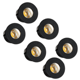 6er-Pack – LED's Light PRO Mini-Einbaustrahler 3 cm – Für Vordächer, Veranden und abgehängte Decken – Dimmbar – 3 Farbplatten