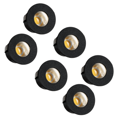 6er-Pack – LED's Light PRO Mini-Einbaustrahler 3 cm – Für Vordächer, Veranden und abgehängte Decken – Dimmbar – 3 Farbplatten
