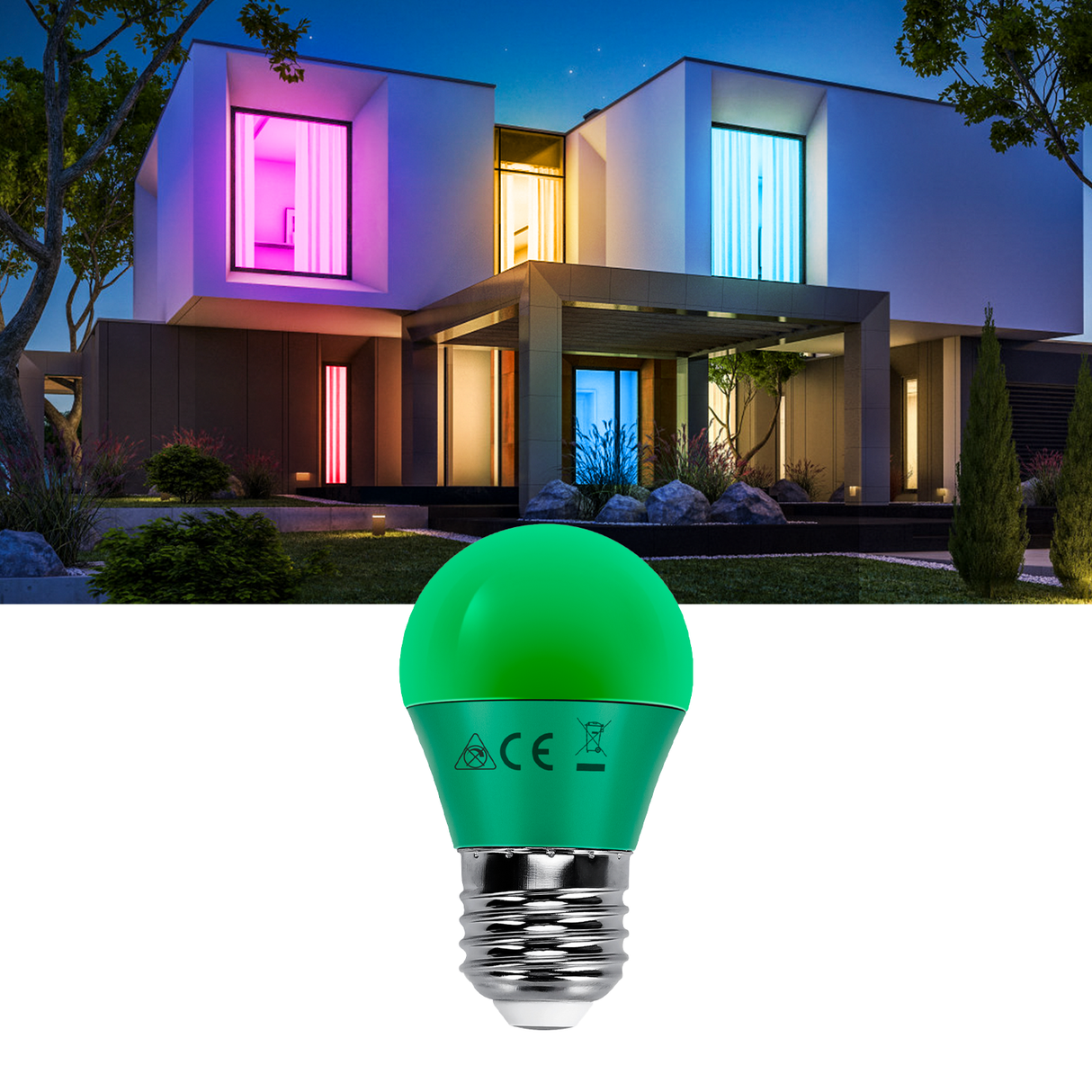 G45 Kugellampe 5 Stück | E27 LED-Lampe 4W=30W Glühbirne | grünes Licht