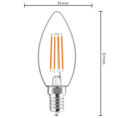 LED Filament Candle Bulb 470 lumens - 4.5W - 2700K - E14 - Clear Glass