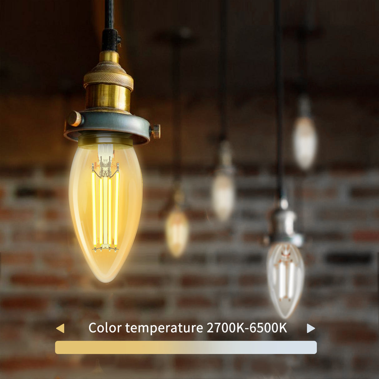 Candle bulb E14 4.5W WiFi + Bluetooth CCT 2700K-6500K | Smart lamp C35 - warm white - daylight white filament LED ~ 470 Lumen - amber glass - 230 Volt