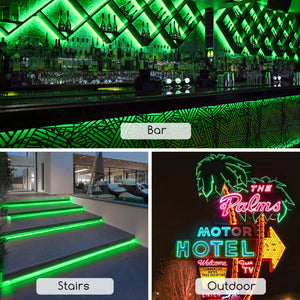 Grüne Lichterkette – 50 Meter – 120 LEDs/Meter – 7 W/m – spritzwassergeschützt (IP65) | 230 V Wechselstrom
