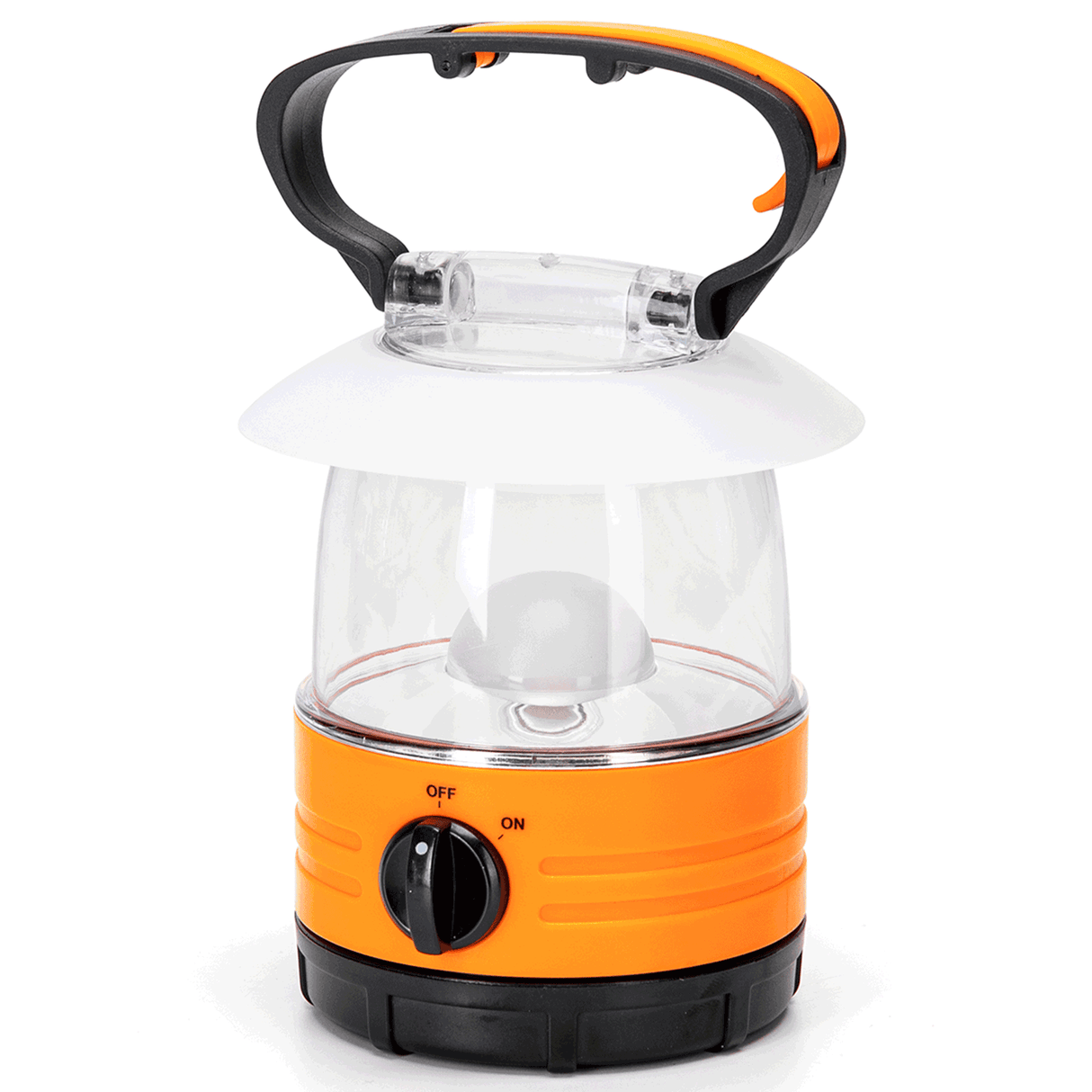 Camping LED lamp on batteries (not included) - tent lamp daylight white orange - emergency lamp with hanging hook