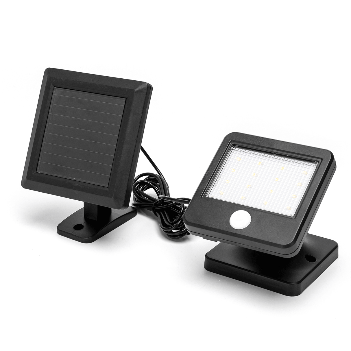 Außenleuchte schwarz Solar | LED-Bauleuchte 0,64W~80 Lumen Strahler | Tageslichtweiß 6500K | IP44 – 2 Meter Kabel