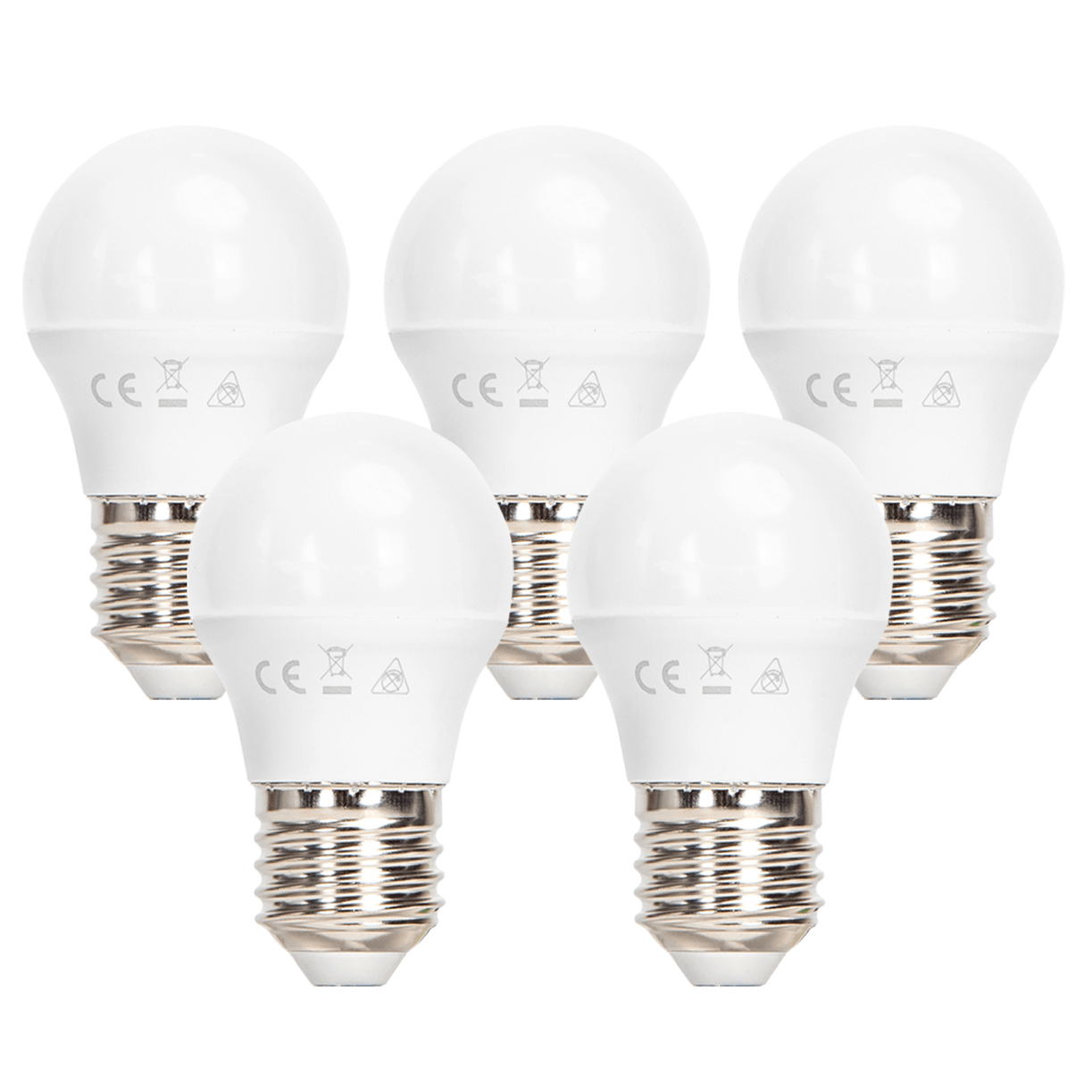 Kogellamp 5 stuks koelwit - grote fitting | E27 LED lamp 6W~510Lm=42W traditionele verlichting | 4000K - 230V