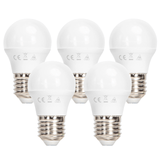 Kogellamp 5 stuks daglichtwit - grote fitting | E27 LED lamp 6W~510Lm=42W traditionele verlichting | 6500K - 230V