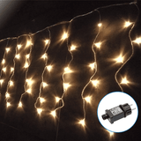 Lichterkette Eiszapfen warmweiß | 10 Meter x 0,4 Meter – 200 LEDs | wasserdicht IP44 | 230VAC - 24V