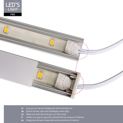 LED Cable Duct Aluminum - White - 800mm - Stair Lighting - 15 pieces