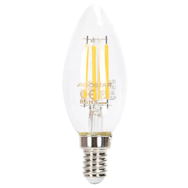 Kerzenlampe E14 dimmbar warmweiß | C35 LED 4W~400Lm=38W Halogenbeleuchtung | Klarglas - 2700K