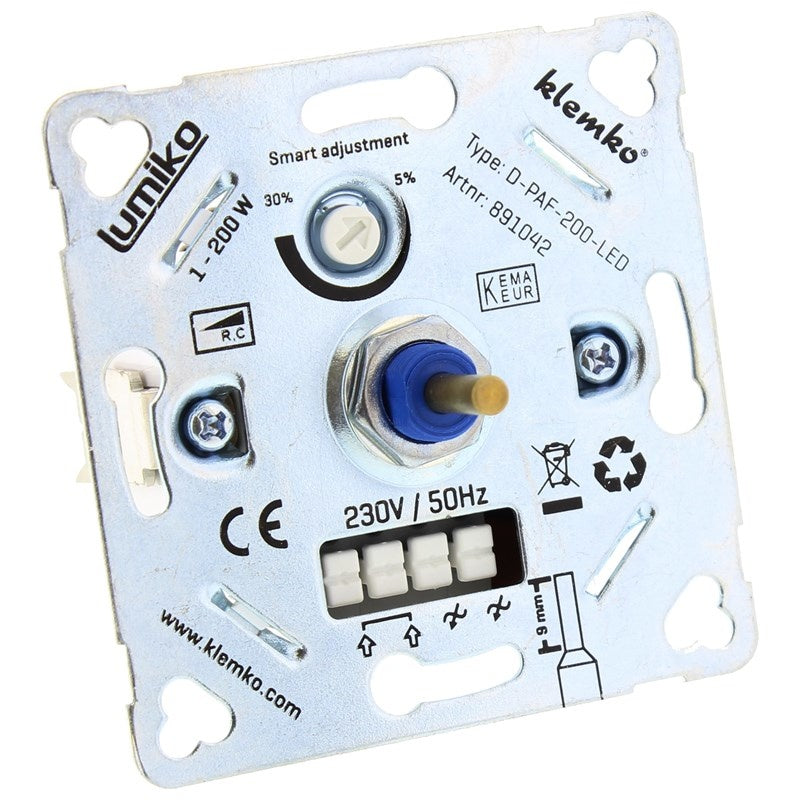 LED dimmer | phase cut | 1-200W 230V AC | built-in | 4-6mm shaft