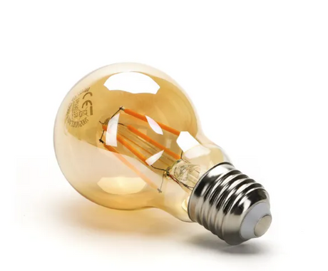 8W E27 amber glass light bulb with a stylish appearance and warm glow for atmospheric lighting