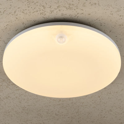 Plafonnier LED 1600 lumens - 18W - Blanc chaud 3000K - Capteur de mouvement - IP54 - Ø30cm