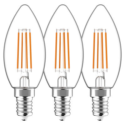 Lampadina LED a filamento a candela E14 - 470 lumen - bianco caldo 2700K - 4,5W - 3 pezzi