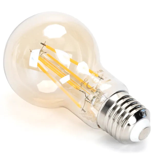 Light bulb E27 dimmable flame warm white | A60 LED 6W~600Lm=51W halogen lighting | amber glass - 2200K