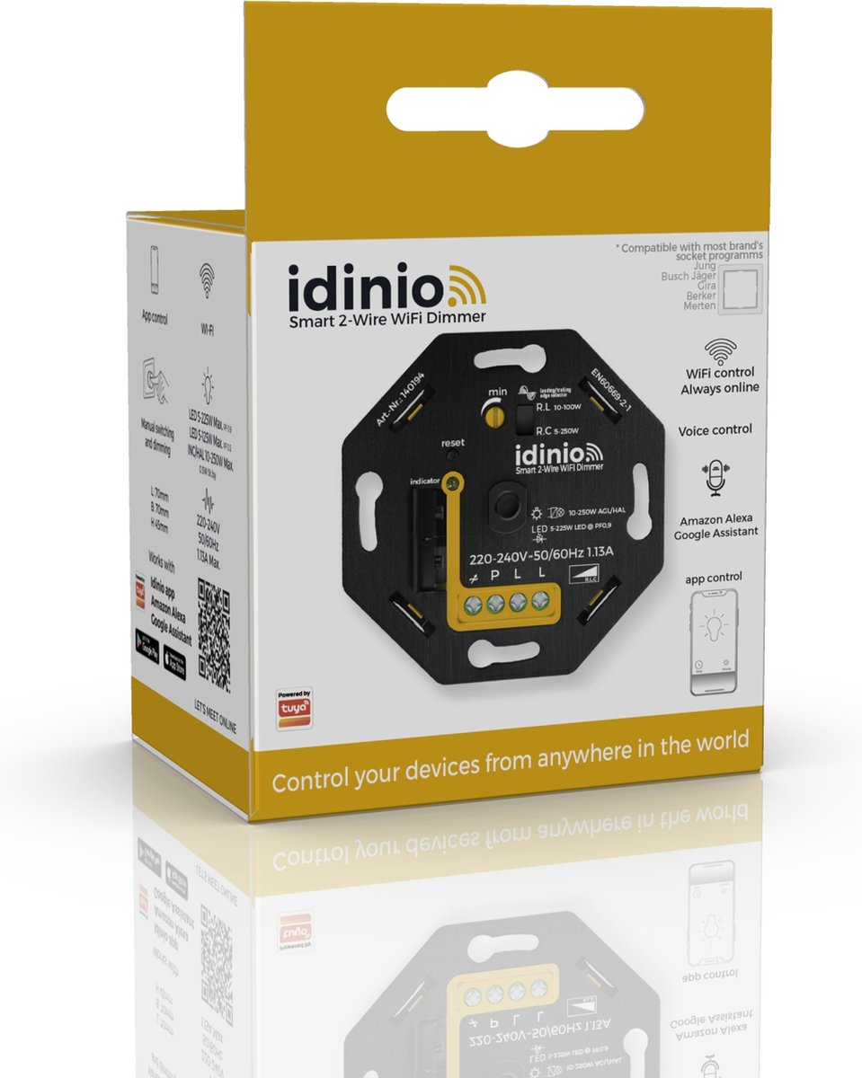 Smart WIFI dimmer met App - Geschikt voor alle dimbare lampen - 0 tot 250W