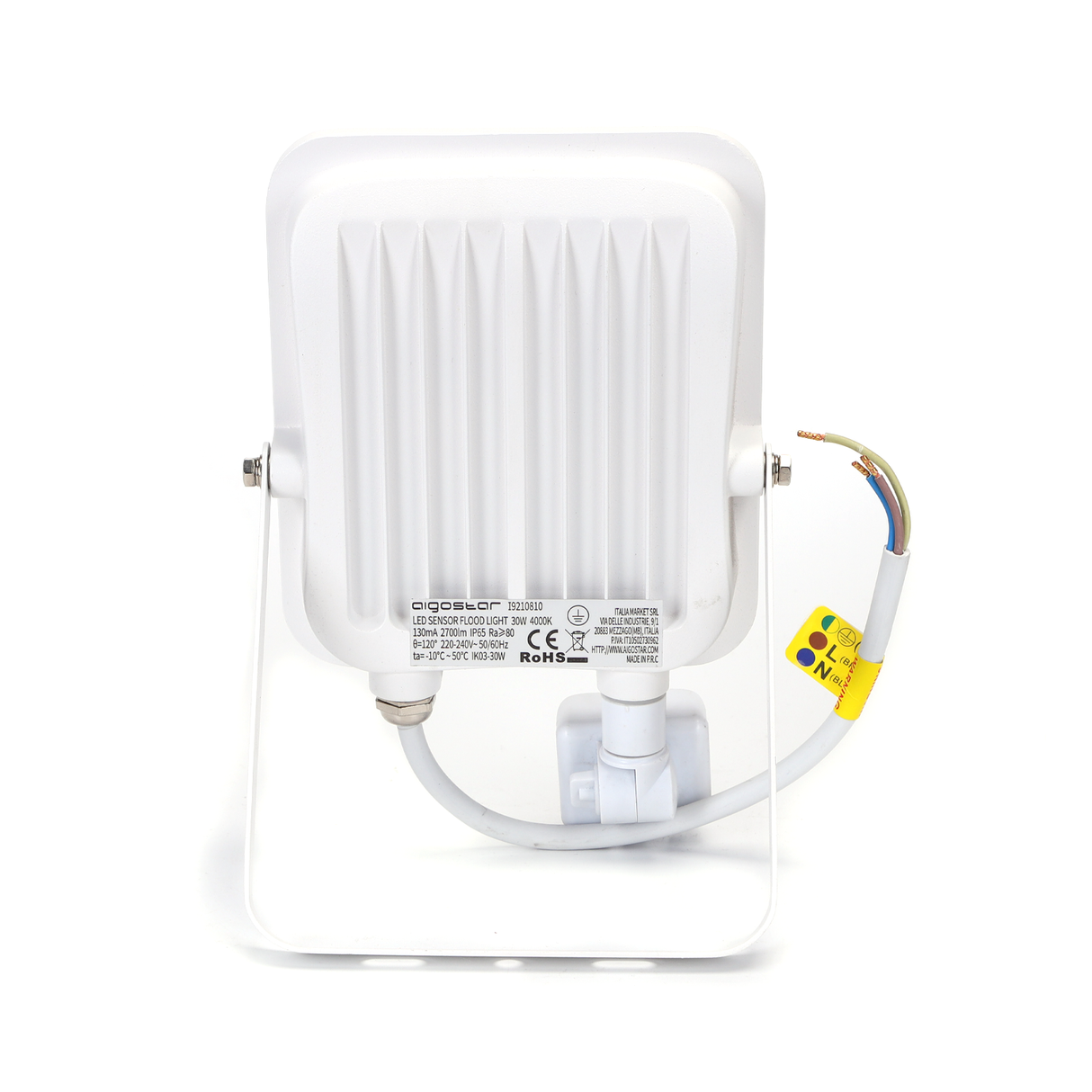 Outdoor lamp white with IR motion sensor | LED 30W~2700Lm=300W spotlight | cool white 4000K | waterproof IP65