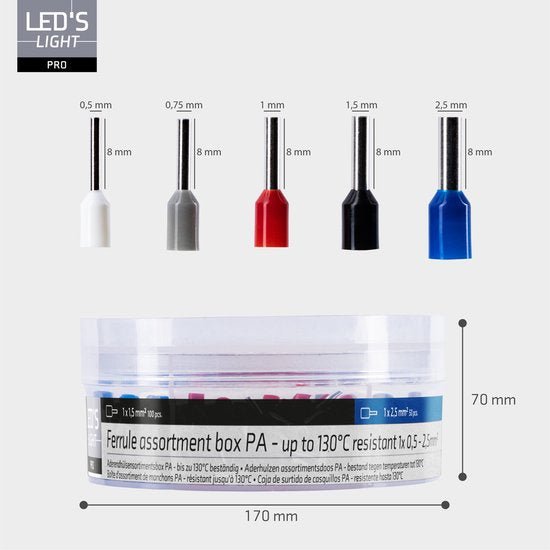 Adelhulzen Sortimentsset – 5 Größen von 0,5 mm² bis 2,5 mm² – 400 Stück