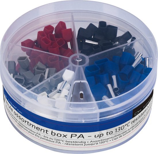 Sortiment an Aderendhülsen – 5 Größen von 0,5 mm² bis 2,5 mm² – Doppeladerendhülsen – 225 Stück