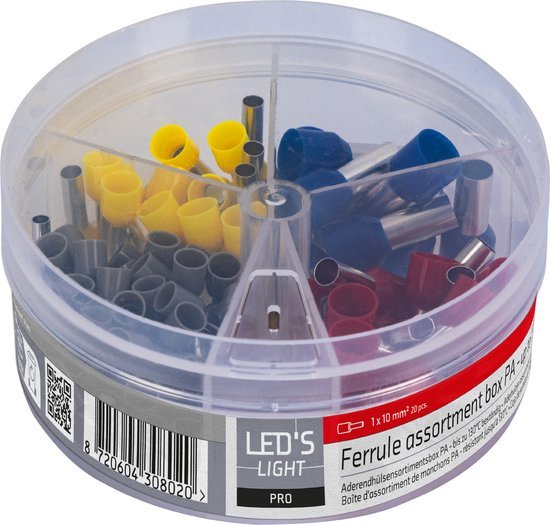 Sortiment an Aderendhülsen – 5 Größen von 4 mm² bis 16 mm² – 225 Stück