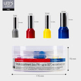 Sortiment an Aderendhülsen – 5 Größen von 4 mm² bis 16 mm² – 225 Stück