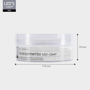 Sortiment an Aderendhülsen – 5 Größen von 0,5 mm² bis 2,5 mm² – 1100 Stück