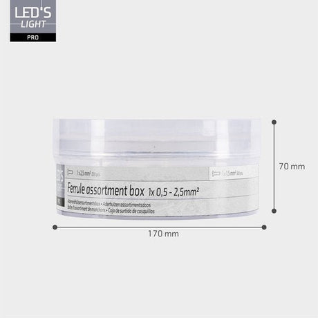 Sortiment an Aderendhülsen – 5 Größen von 0,5 mm² bis 2,5 mm² – 1100 Stück