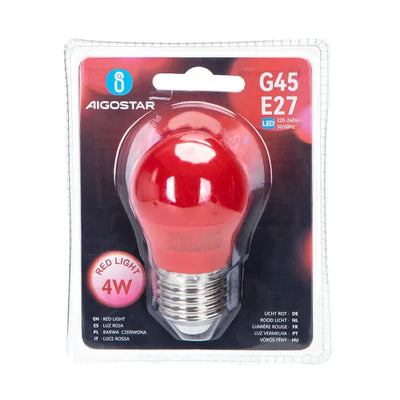 LED-Kugellampe Aigostar G45 E27 4 W in Rot mit IP20 und einer Spannung von 230–240 V