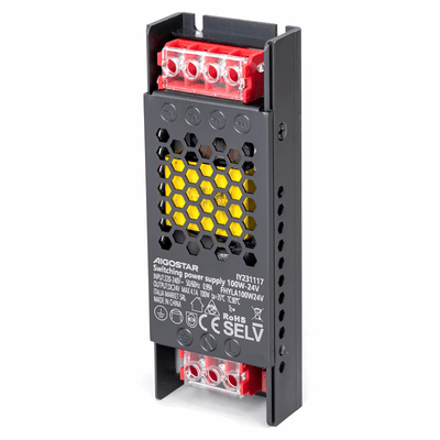 LED driver/voeding 24 Volt DC 100 Watt, plat/slank/dun 140 x 50 x 25mm, IP20