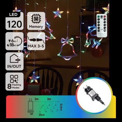 Aigostar LED-Lichterkette mit mehrfarbigem Eiszapfen-Lichtervorhang, Fernbedienung und verschiedenen Blinkmodi
