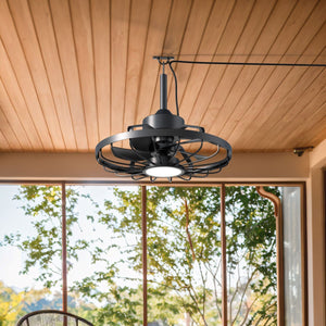 LED ceiling fan 900 lumens - 22W - extra warm white 2000K / cool white 4000K - remote control - IP44 - 51cm - black