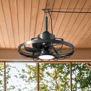 LED ceiling fan 900 lumens - 22W - extra warm white 2000K / cool white 4000K - remote control - IP44 - 51cm - black
