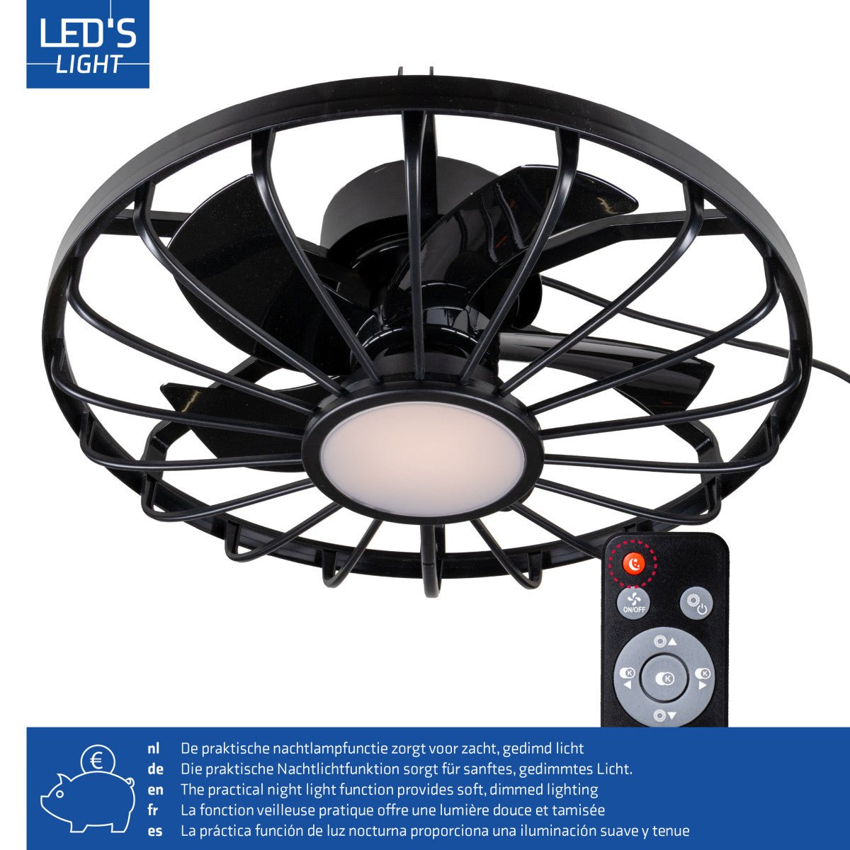 All-weather plafondlamp met ventilator – Ideaal voor veranda/overkapping en buiten/binnen ruimtes