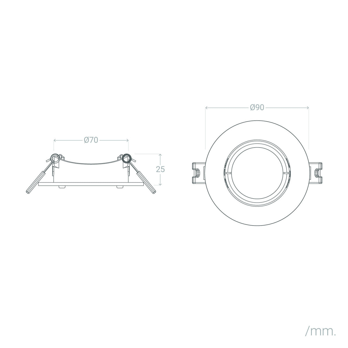 Einbaurahmen Ø 90 mm | kippbarer Einbaustrahler schwarz | Bohrloch Ø 70 mm 